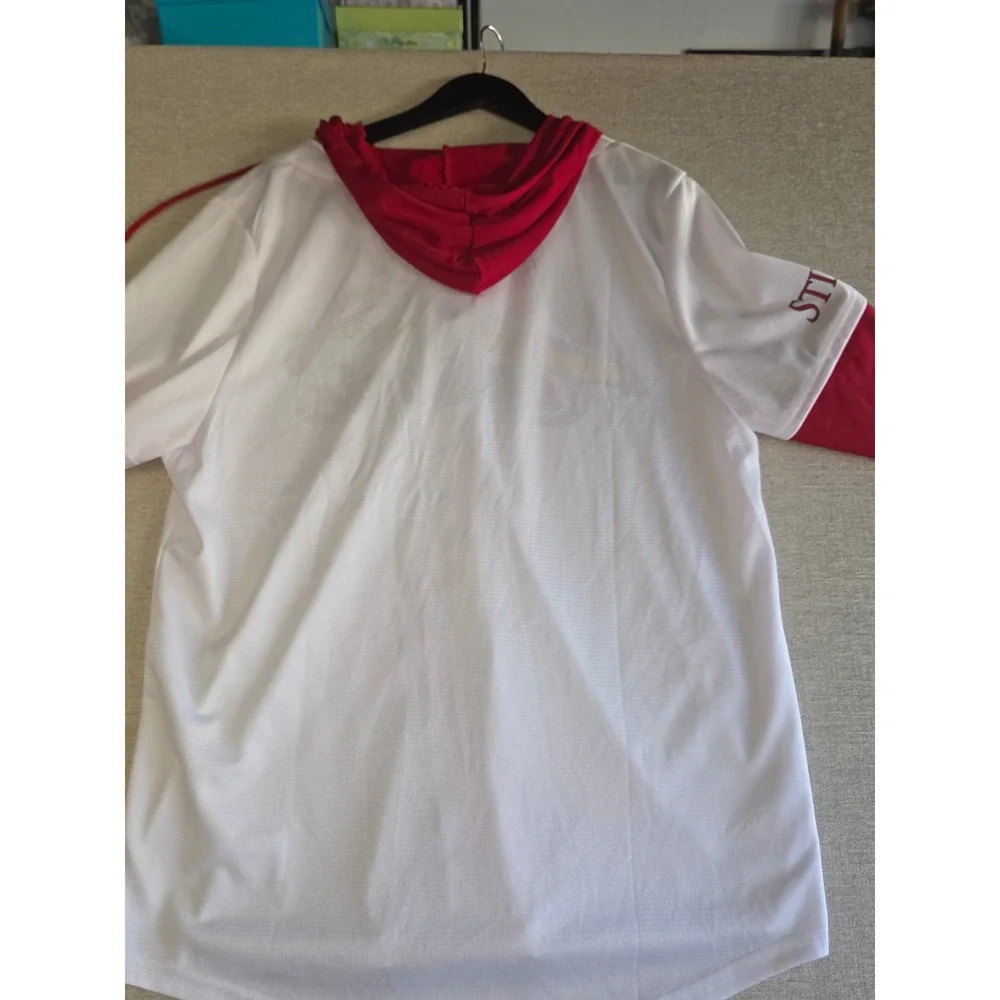 St Louis Cardinals Hooded Jersey Adult XL White/Red MLB Button down Hoodie